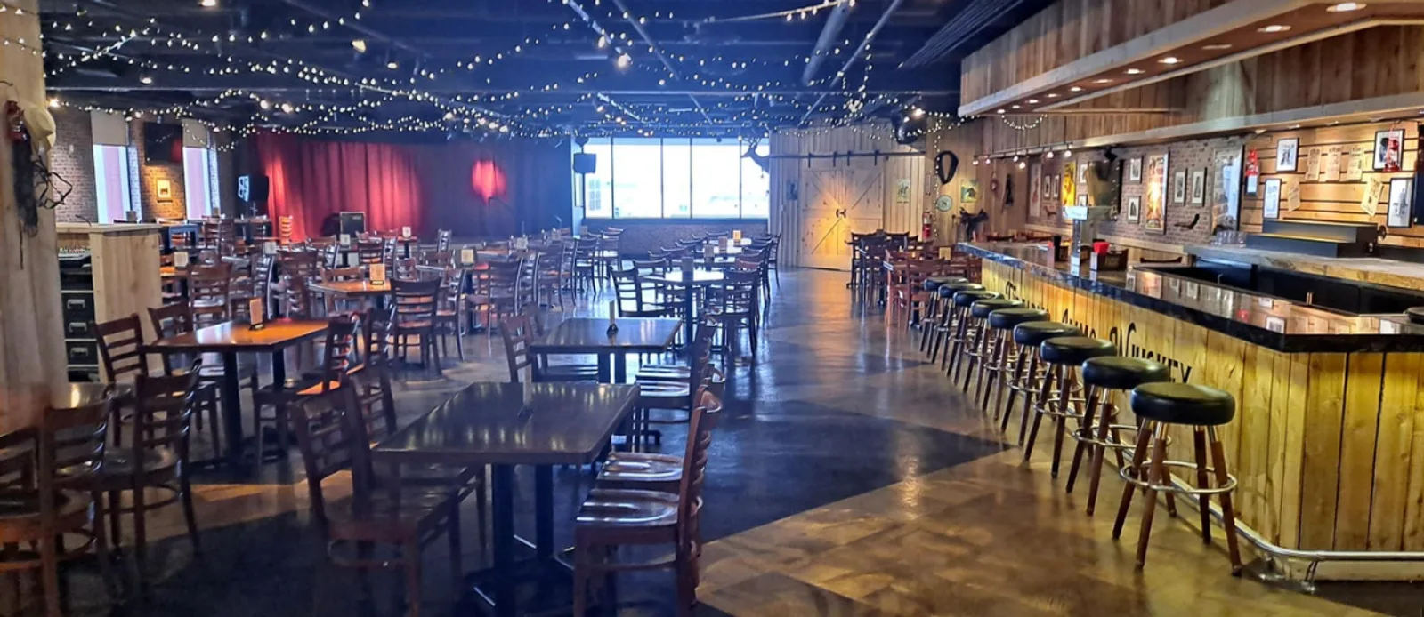 The main floor, stage, and bar